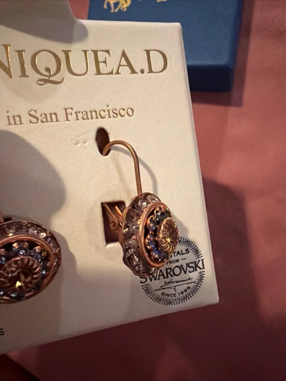 Nique.D Rose Gold Swarovski Crystal Drop Earrings
